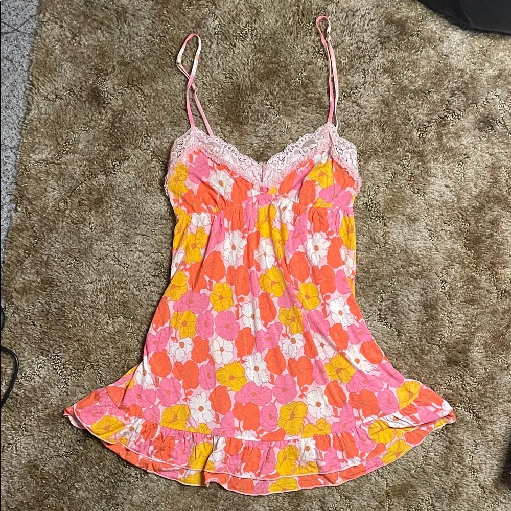 Vintage Victoria’s Secret Floral Orange Lace‎ Dress Size Medium